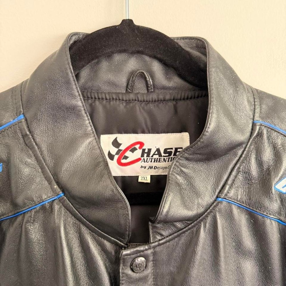 VINTAGE BLACK CHASE AUTHENTICS JEFF GORDON DUPOINT LEATHER RACING JACKET - Picture 4 of 8